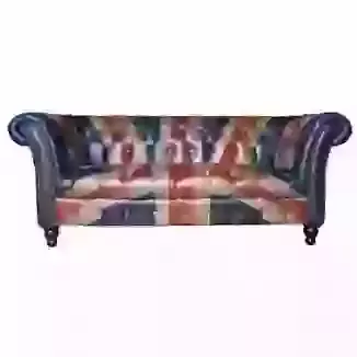 Leather Union Jack Design 2 Seater Chesterfield Sofa